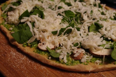 Arugula Pesto Pizza with Spinach and Mushrooms from Full Circle